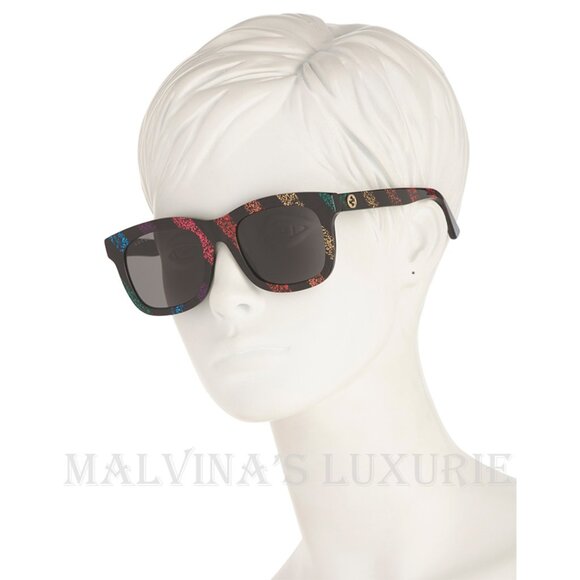 GUCCI SUNGLASSES GG0326S 003 GLITTER STRIPE INTERLOCKING G LOGO DETAIL - Picture 2 of 7